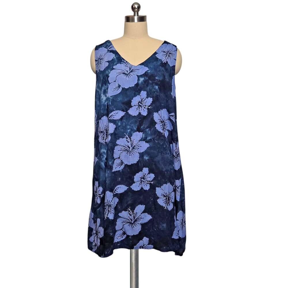 Vintage Y2K HILites Hi Lites VINTAGE Blue Tropical Fun Dress Oversized M/L